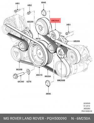 ролик натяжителя!\ Land Rover Range Rover Sport 3.6TDV8 05> PQH500090 LAND ROVER