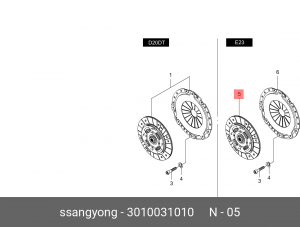 Диск сцепления SSANGYONG Actyon (06-),Kyron (07-) (E23) OE 3010031010 SSANG YONG