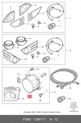 ФАРА ПРОТИВОТУМАННАЯ [ПРАВАЯ/ЛЕВАЯ] 1209177 1 209 177 FORD