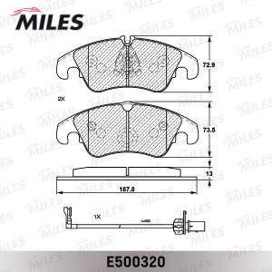 Колодки тормозные передние (Смесь CERAMIC серия PRO) AUDI A6/ALLROAD/S6/A7 (1LA/ E500320 MILES