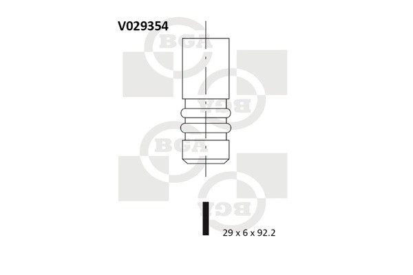 клапан выпускной! 29x6x92.2\ Opel Astra/Vectra/Omega/Frontera 1.8-2.5 92> V029354 BG AUTOMOTIVE