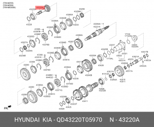 Вал КПП HYUNDAI HD65,78 дв.D4GA (M035S5) первичный OE QD43220T05970 HYUNDAI KIA