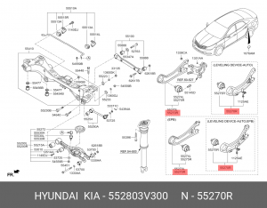 Рычаг подвески HYUNDAI Sonata YF (10-) задней продольный правый OE 552803V300 HYUNDAI KIA