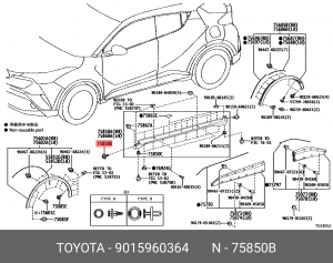 фиксатор! крепления молдинга порога левого\ Toyota Highlander 01-13/Camry 92-96 90159-60364 TOYOTA
