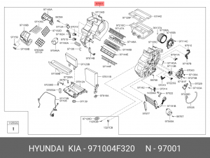 Отопитель HYUNDAI Porter 2 салона в сборе OE 971004F320 HYUNDAI KIA