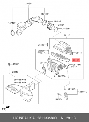 Фильтр воздушный KIA Optima (12-) OE 28113-3S800 HYUNDAI KIA
