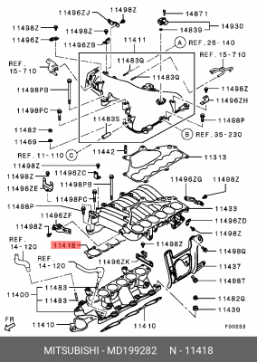 ПРОКЛАДКА ВПУСКНОГО КОЛЛЕКТОРА MD199282 MD199282 MITSUBISHI