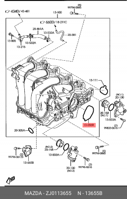 Прокладка MAZDA 3 (BK) (03-08) (1.6) заслонки дроссельной OE ZJ0113655 MAZDA