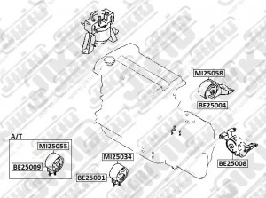 Опора двигателя MAZDA 323 (BA) (94-97) (1.5) задняя JIKIU MI25058 JIKIU