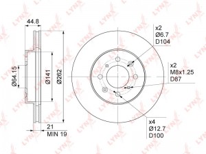 Диск тормозной передний (262x21) BN-1034 LYNXAUTO