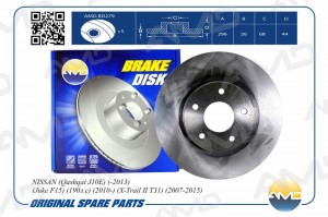 Диск тормозной передний NISSAN Qashqai I J10E, -2013, Juke F15, 190л.с, 2010-, X AMD.BD279 AMD