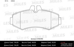 Колодки тормозные передние (Смесь Semi-Metallic) MERCEDES VITO 9303/SPRINTER (90 E100455 MILES