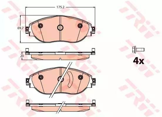 Колодки тормозные VW Golf (17-),Tiguan (16-) AUDI Q3 (17-) SKODA Kodiaq (17-) пе GDB2114 TRW