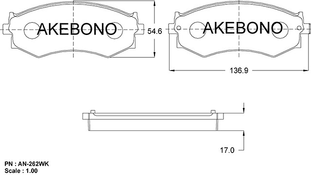 Колодки тормозные дисковые передние ПОДХОДЯТ ДЛЯ Nissan Sentra 00-06 AN-262WK AN262WK AKEBONO