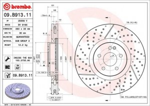 Диск тормозной перфорированный 09.B913.11 09.B913.11 BREMBO