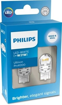 Лампа светодиодная 12V W21W W3х16d 6000K 250Лм (2шт.) Led White Ultinon Pro6000  11065CU60X2 PHILIPS