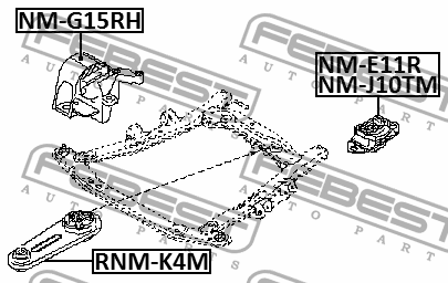 Подушка двигателя правая NM-G15RH FEBEST