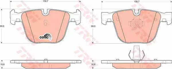 Колодки тормозные BMW 5 (E60),7 (E65), X5 (E70),X6 (E71) задние (4шт.) TRW GDB1502 TRW