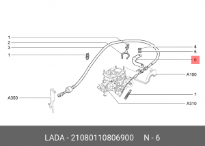 Кронштейн ВАЗ-2108 троса акселератора АвтоВАЗ 21080-1108069-00 LADA VAZ