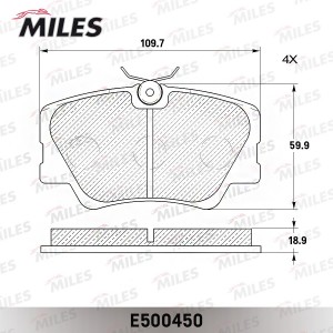 Колодки тормозные передние (без датчика) (Смесь CERAMIC серия PRO) MERCEDES BENZ E500450 MILES