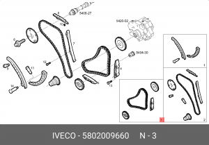 Цепь ГРМ малая (цепь,2звездочки,успокоитель) IVECO Daily 3,Ducato(250),Boxer 3 3 5802009660 IVECO