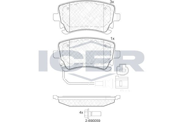 181674-203 колодки дисковые задние!\ VWT5/Caravelle 2.0i/3.2i/1.9TDi/2.5TDi 03> 181674203 ICER