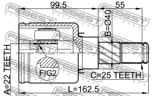 ШРУС внутр правый NISSAN ALMERA B10RS (CLASSIC) 2006-2012 0211-B10ATRH 0211-B10ATRH FEBEST