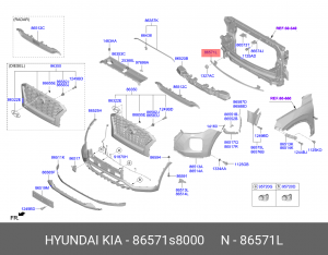 Усилитель бампера HYUNDAI Palisade (19-) переднего OE 86571S8000 HYUNDAI KIA