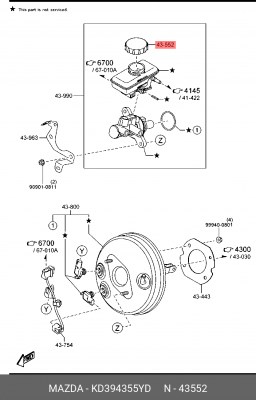Крышка MAZDA бачка тормозной жидкости OE KD394355YD MAZDA