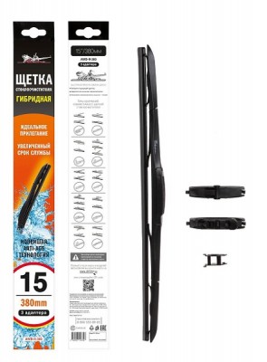 Щетка стеклоочистителя гибридная 380мм (15) 3 адаптера AWB-H-380 AIRLINE
