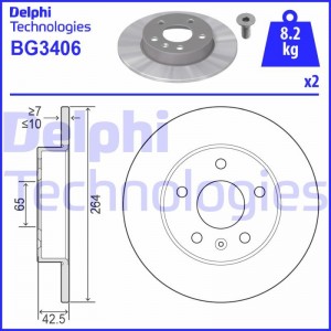 BG3406 диск тормозной задний!\ Opel Astra 1.6-2.2D 97> BG3406 DELPHI