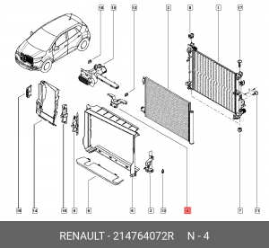 КРОНШТЕЙН ДЕФЛЕКОРА РАДИАТ (ПЛАС) 214764072R RENAULT