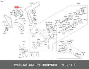 Насос водяной HYUNDAI HD120,AeroTown дв.D6DA19/22 Н/О OE 251008Y000 HYUNDAI KIA