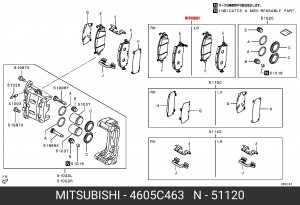 Колодки тормозные MITSUBISHI Outlander (03-) передние (4шт.) OE 4605C463 MITSUBISHI