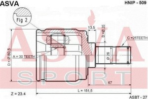 ШРУС ВНУТРЕННИЙ ПРАВЫЙ 30x35x25 [12] HNIP509 HNIP-509 ASVA