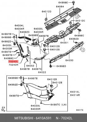 кронштейн брызговика! заднего левый\ Mitsubishi Pajero 07> 6410A591 MITSUBISHI