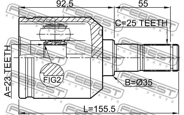 ШРУС внутренний 23x35x25 1211-TUCRR 1211-TUCRR FEBEST