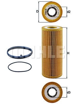 Фильтр масляный VW Touareg AUDI A4,A6,A8,Q5,Q7 (2.8/3.0/3.2 FSI/TFSI) MAHLE OX381D MAHLE KNECHT
