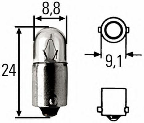 лампа накаливания! cтояночные огни и внутреннее освещение2W 24V BA9SOmn DAF, Kro 8GP002068-241 HELLA