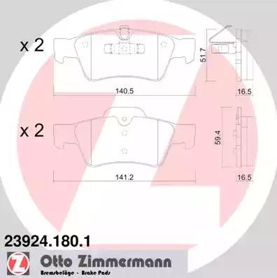 колодки дисковые !задн. 141x60x18 \MB C219/W164/W251 04> 239241801 ZIMMERMANN