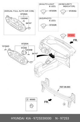 Датчик HYUNDAI i30 (12-),Sonata (14-) света OE 972533X000 HYUNDAI KIA