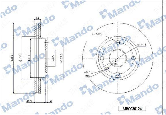 CHEVROLET AVEO (T200) (2003-2008)/AVEO (T250) (200 D=236 mm. !!!!!! 8 отв. MBC030125 MANDO
