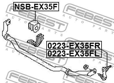 Втулка стабилизатора передняя NISSAN SKYLINE CROSSOVER (J50) 2009- (34мм) NSB-EX NSB-EX35F FEBEST