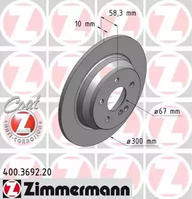 диск тормозной !задн. 300x10/58-5x112 \MB SL 350 03>12/500 01>12 400.3692.20 ZIMMERMANN