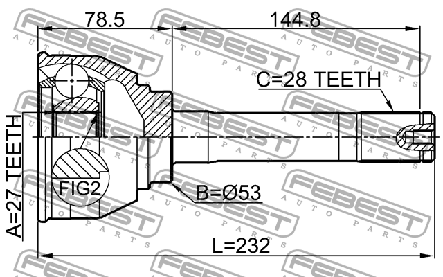 ШРУС наружный к-кт!\ SsangYong Korando 93-12/Musso 90-12 1410-KOR FEBEST