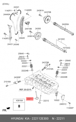 Впускной клапан двигателя 222112E300 HYUNDAI KIA