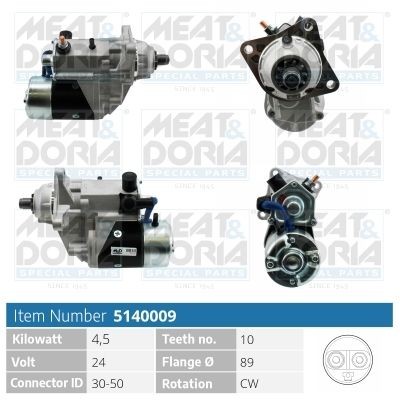 Стартер IVECO (24V/4,5кВт) MEAT&DORIA 5140009 MEAT DORIA