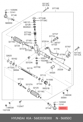 Наконечник рулевой тяги KIA Sorento (02-) левый OE 568203E000 HYUNDAI KIA