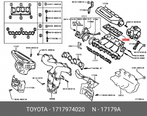 Прокладка выпускного коллектора 17179-74020 17179-74020 TOYOTA