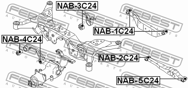 сайлентблок крепления заднего редуктора!\ Nissan Serena 99-05 NAB-4C24 FEBEST